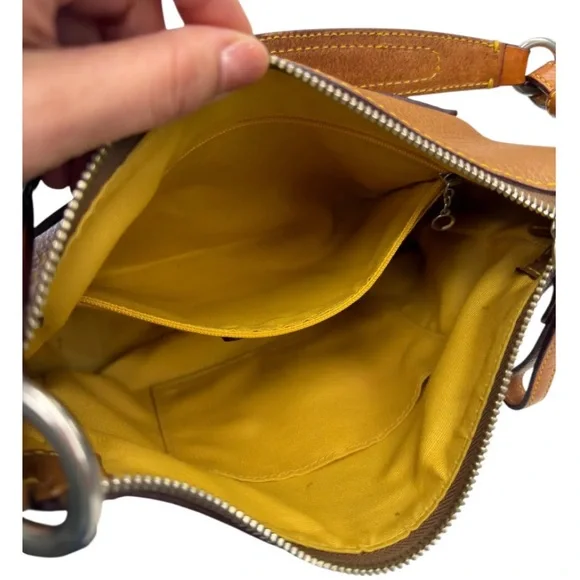 Coach Vintage Y2K Chelsea Leather Hobo Shoulder Bag brown yellow stitch Coach - Picture 12 of 14